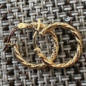 JTV Textured Gold Hoop Earrings